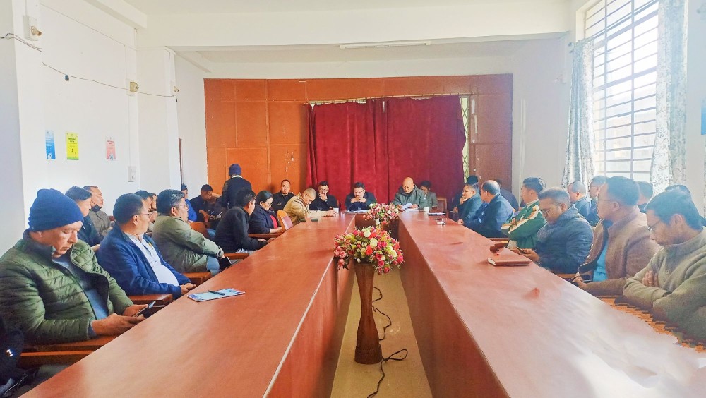 DC Zunheboto Rahul Bhanudas Mali along with district HoDs during the DPDB meeting held at DC Conference Hall on January 20. (Morung Photo)