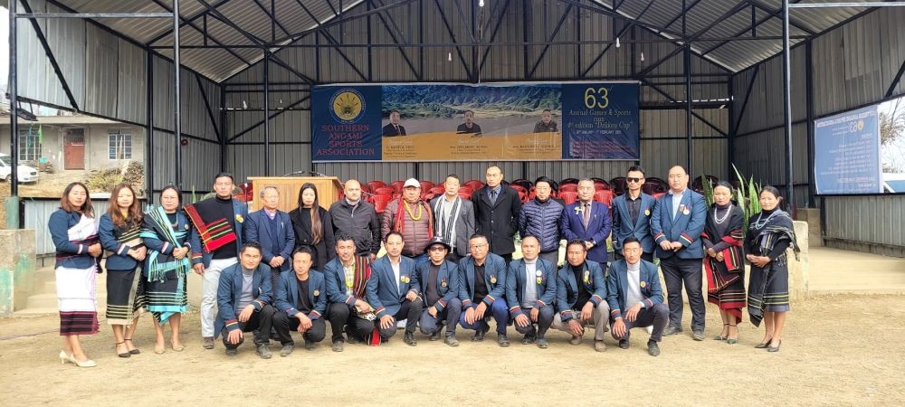 Er. Kropol Vitsu with SASA officials and others on day 1 of SASA 63rd games & sports meet at Jakhama on January 30. (Morung Photo)
