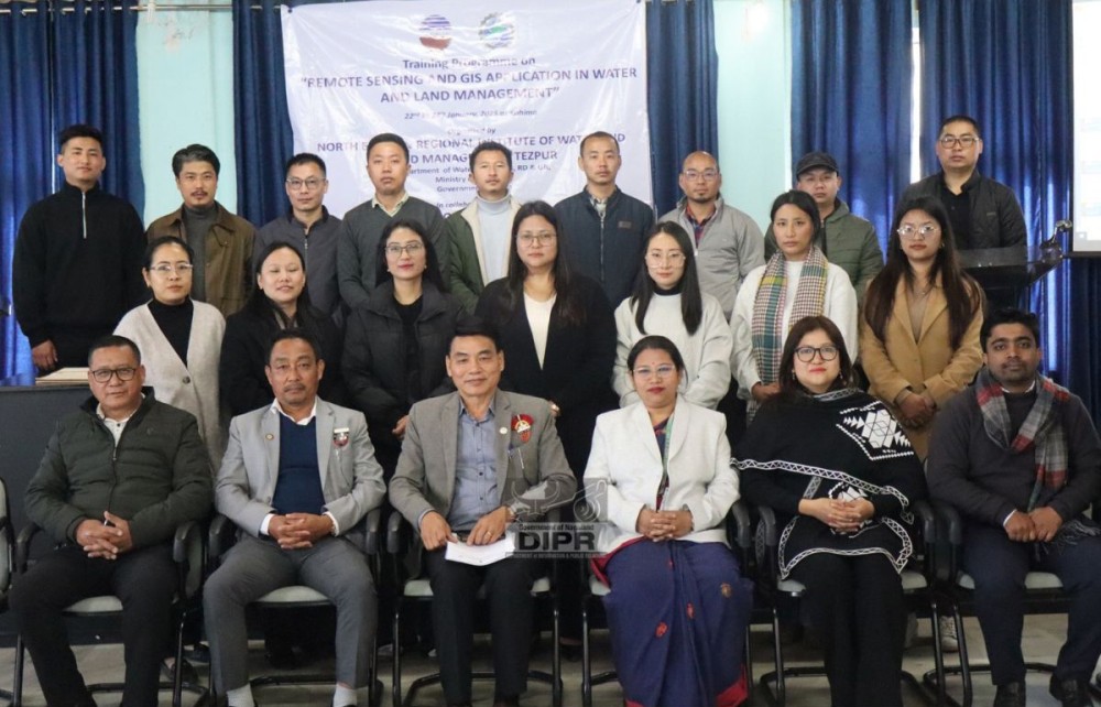 Chief Engineer, Water Resources Department, Er K Hutoi Sema with Dr Luna Moni Das, Assistant Professor, NERIWALM and officials during the inaugural programme. (DIPR Photo)