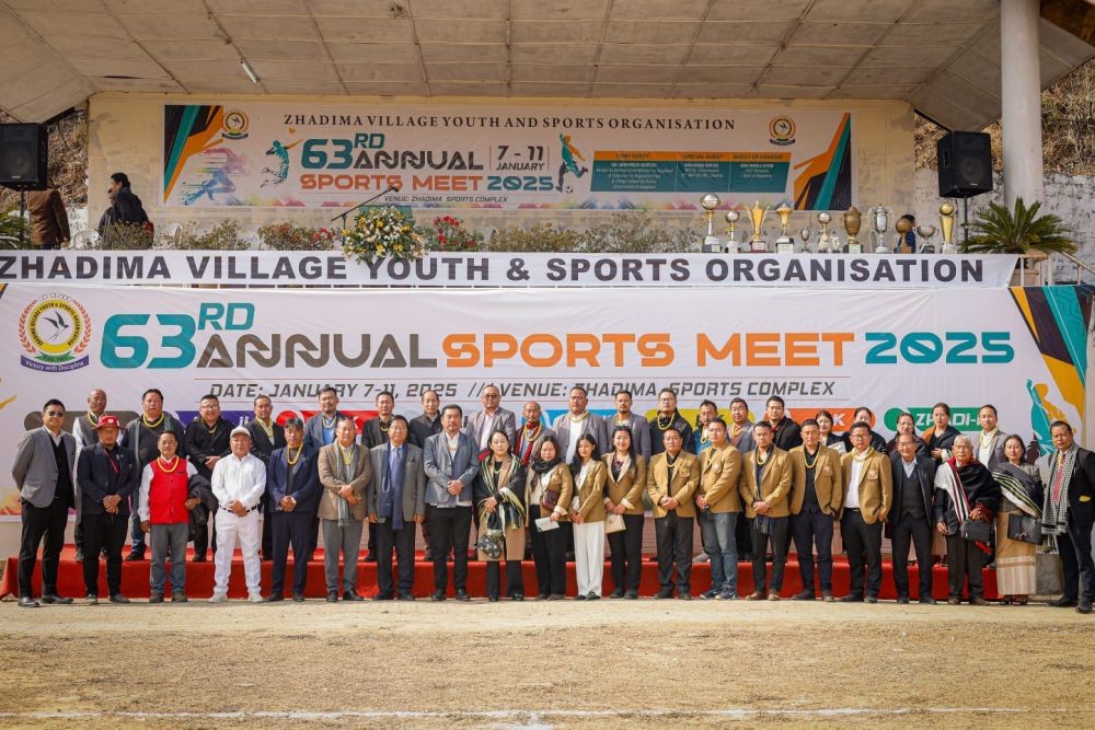 Neiphrezo Keditsu and others during 63rd ZVYSO annual sports meet at Zhadima on January 7. Morung Photo