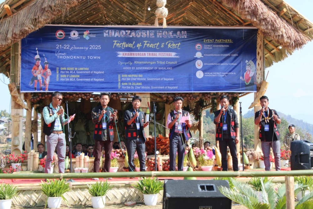 A folk fusion presentation by Pathso village at the Khaozaosie Hok-Ah held in Thonoknyu town on January 22. (Morung Photo)