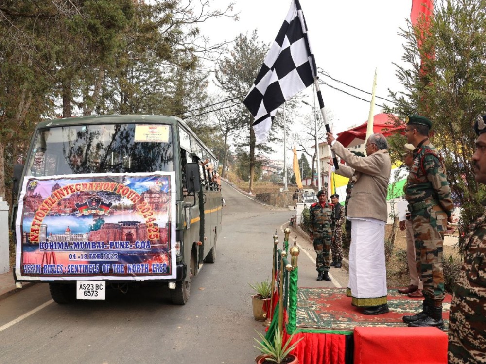 Governor of Nagaland La Ganesan graced the National Integration Tour flagging ceremony at Kohima Garrison Assam Rifles.