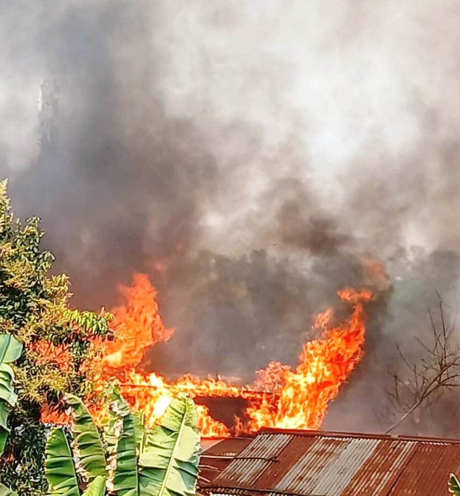 A devastating fire broke out in Naga Gaon Colony, Dimapur on February 26. (Morung Photo)