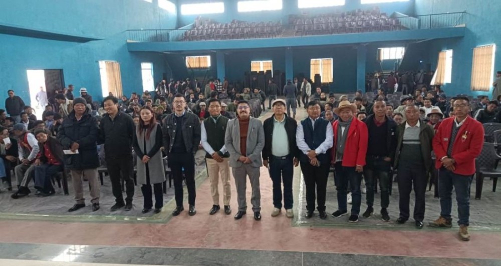DC Zunheboto Rahul Bhanudas Mali addressing the gathering at the Multipurpose Hall Zunheboto on February 24. (Morung Photo)