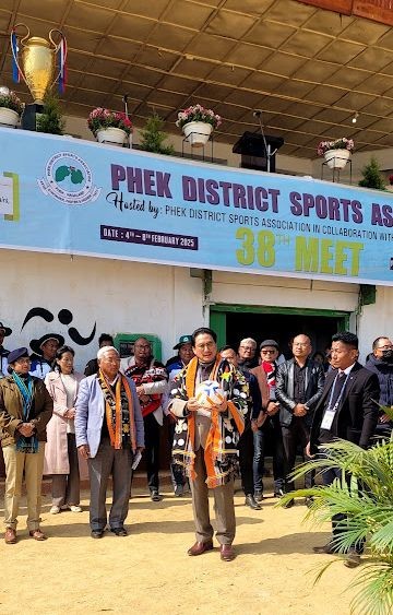 Minister KG Kenye at the inaugural programme of 38th PDSA meet at Phek town on February 4. (Morung Photo)