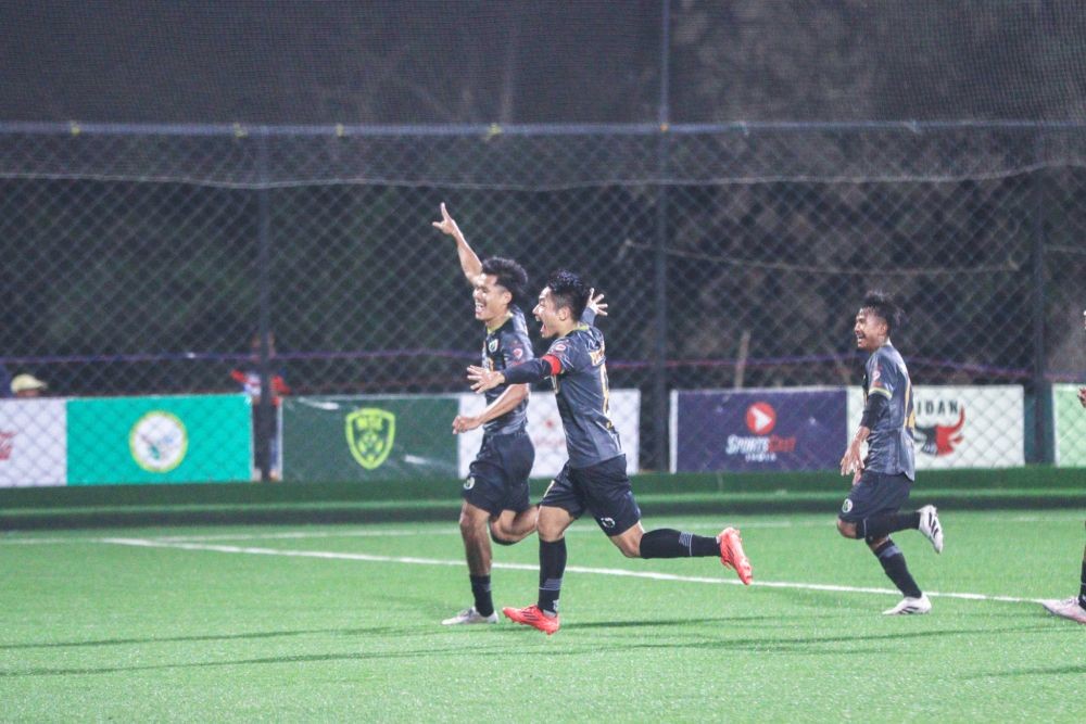 Barak FC players celebrate during their encounter with Nagaland United SC on the Matchday 9 of the ongoing Nagaland Super League (NSL) at the Chümoukedima Football Stadium on February 26. (Photo Courtesy: NSL Media)