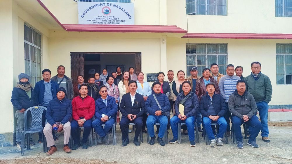 Director of Industries and Commerce, P Tokugha Sumi, along with Deputy Director Hojeto, Joint Director Francis Hekavi and Er Shihoto JE at DIC Zunheboto on February 13. (Morung Photo)