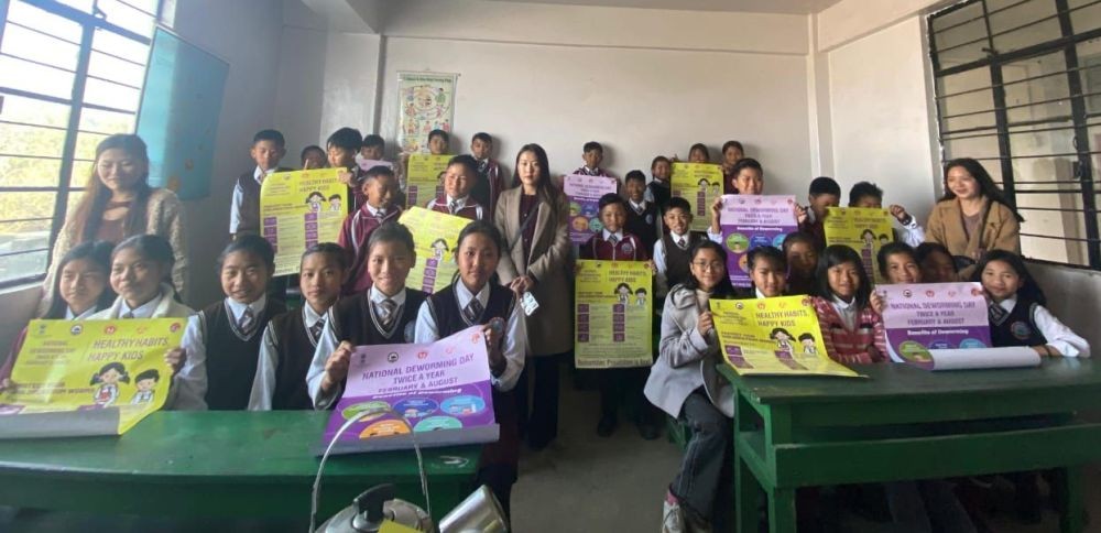 Students during the launch of the 1st round of National Deworming Day 2025 in Zunheboto.