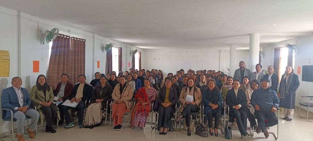 Kevileno Angami, Commissioner & Secretary, School Education & SCERT (5th from Right) seen with Swati Mohan, Joint Executive Director of Antarang Foundation (6th from Right), Kelhikha Kenye, Deputy Mission Director, Samagra Shiksha (L), trainers, other officials and trainees during the inaugural of the three-day training for Block Level Resource Persons in Career Counselling at SCERT. (Morung Photo)