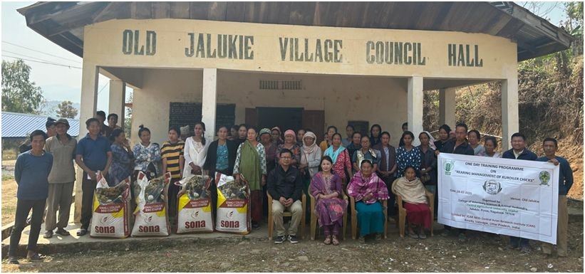 Participants, organizers and resource persons at the one-day training on the "Rearing Management of Kuroiler Chicks" held at the Council Hall in Old Jalukie C-Block, Peren on February 28.