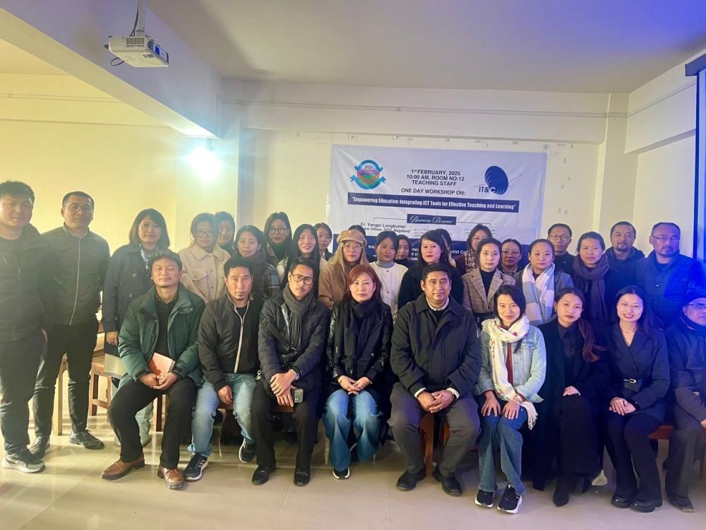 Dignitaries with participants of the workshop on "Empowering Education through ICT in Kohima on February 1.