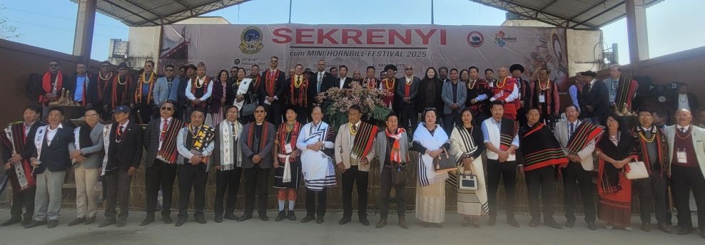 Nagaland Chief Minister Dr Neiphiu Rio and others during Sekrenyi celebration on February 26 at Kisama. (Morung photo)