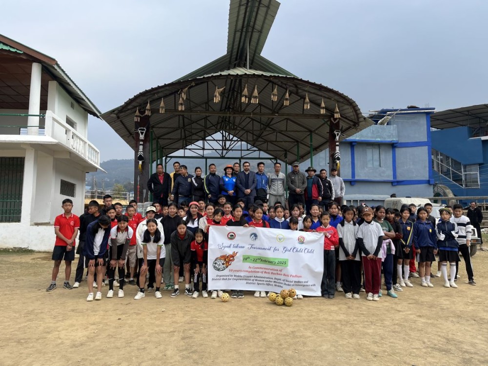 DC Wokha Vineet Kumar along with the organisers, participants and coaches at the Wokha Local Ground on February 18.