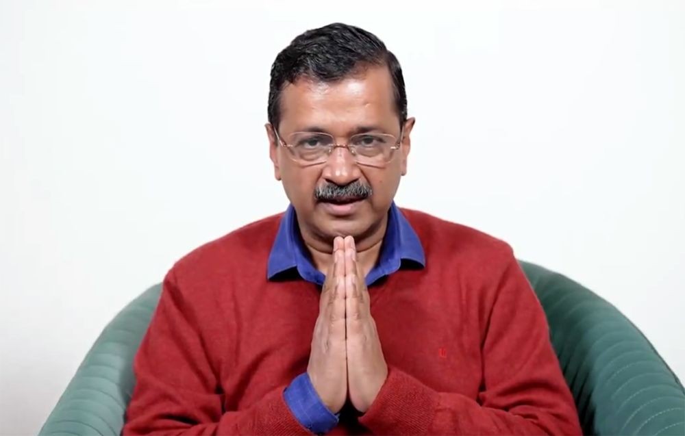 New Delhi: AAP National Convener Arvind Kejriwal speaks via video conference in New Delhi on Saturday, February 08, 2025. (Photo: IANS)
