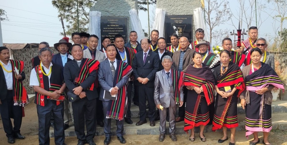 Chief Minister Neiphiu Rio and others during golden jubilee celebration of Tsiesema Basa village on February 18. (Morung Photo)