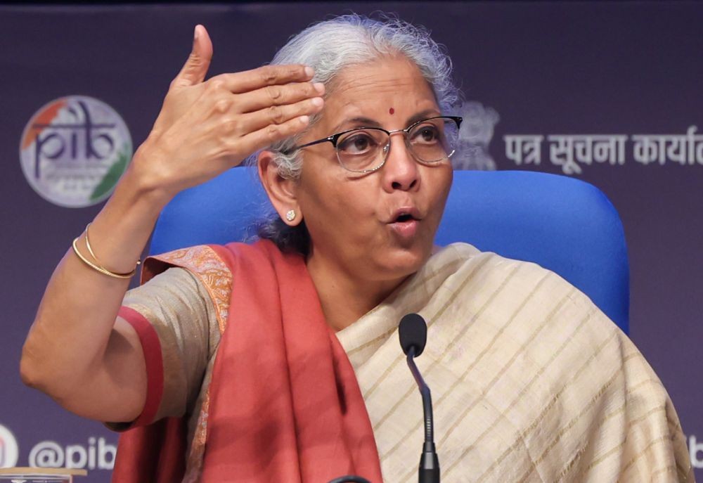 New Delhi: Union Finance Minister Nirmala Sitharaman addresses a press conference after presenting the Union Budget 2025 in New Delhi on Saturday, February 01, 2025. (Photo: IANS/Prem Nath Pandey)