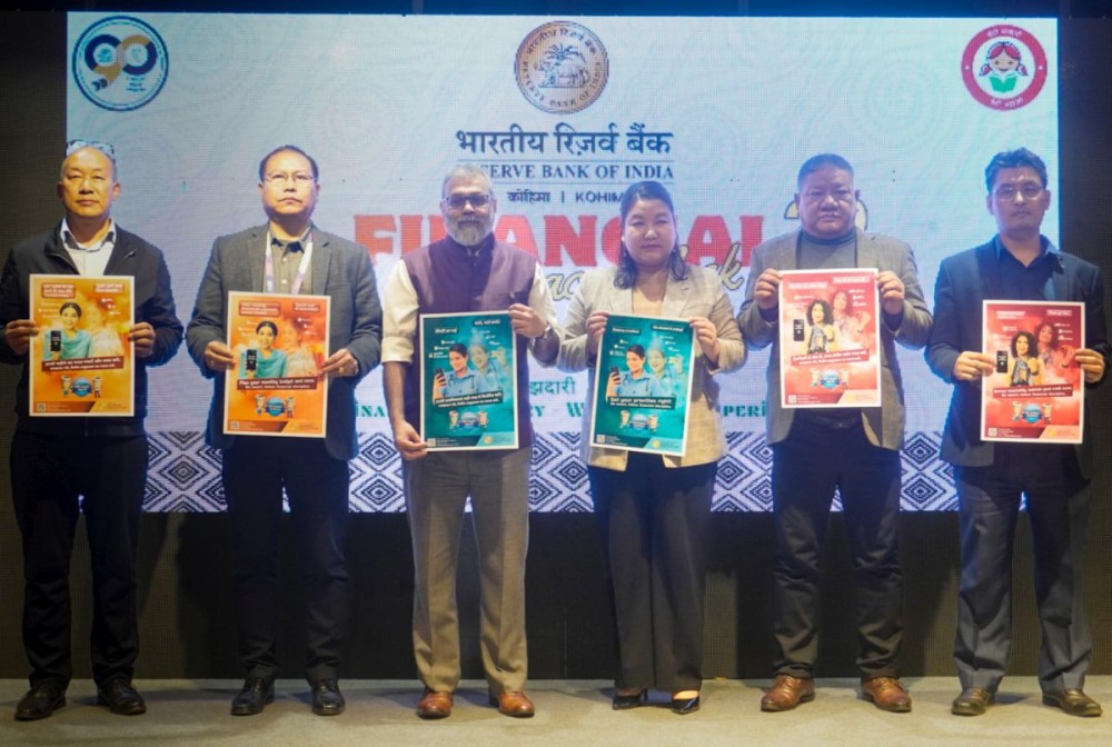 (Left to Right): Rajusalie Lhousa, NSRLM; Makuni Thaimei, AGM, SBI, Kohima; Paresh Chauhan, GM (O-i-C), RBI, Kohima; Nengneithem Hengna, Director, Project Runway India HM Pvt Ltd; Lalhimpuia, SLBC Coordinator; Mangta Shoute, AGM, RBI, Kohima.