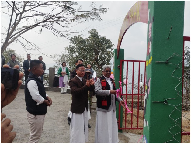 Rev Fr Jacob Charallel and others during the inauguration of a Children’s Park inaugurated at the Loyola Higher Secondary School, Kiphire