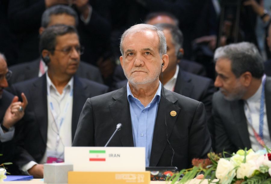 Iranian President Masoud Pezeshkian at the BRICS Summit narrow format session on Wednesday, October 23, 2024. (Photo: IANS)