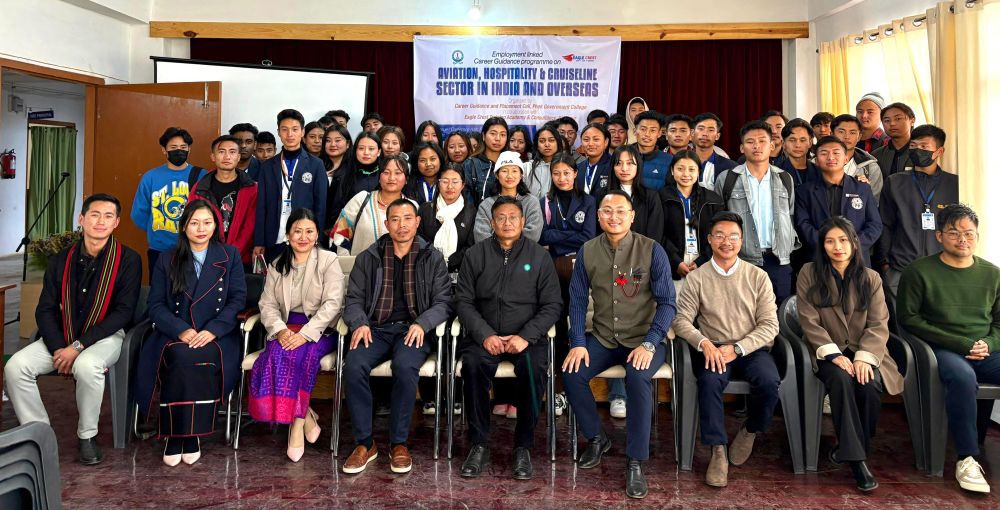 Resource person Imsumeren, a Hospitality Trainer and Business Development Executive with PGC Principal Dr T Tiakaba Jamir, faculty and students.