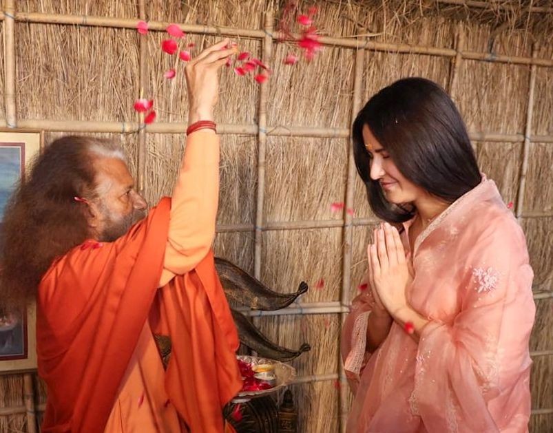 Prayagraj: Actress Katrina Kaif visits the Parmarth Niketan camp during her visit to the Maha Kumbh 2025 in Prayagraj on Monday, February 24, 2025. (IANS)