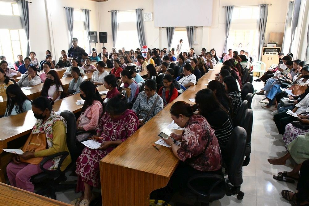 Women farmers at the one day training on sustainable farming techniques in piggery and poultry in Wokha. (DIPR Photo)