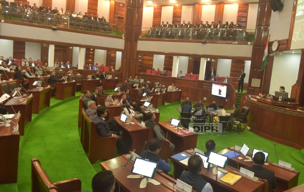 Nagaland Legislative Assembly Speaker Sharingain Longkumer adjourns the Sixth Session of 14th NLA sine die on March 8. (DIPR Photo)