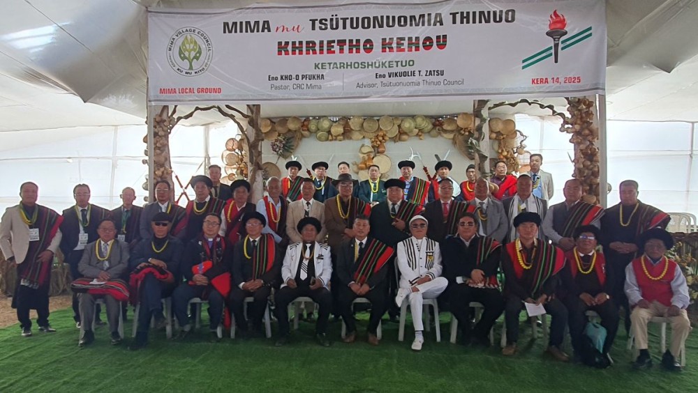 Elders and leaders of Mima Village and Tsütuonuomia Thinuo during the Friendship Meet held in Mima village on March 14. (Morung Photo)