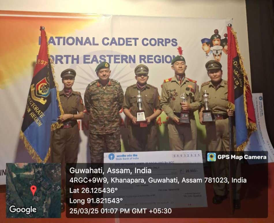 NCC Kohima Group Commander Brigadier Shantanu P Mainkar with awardees from Nagaland at the NCC-NER Annual Award Function 2024-25, held in Guwahati on March 25.