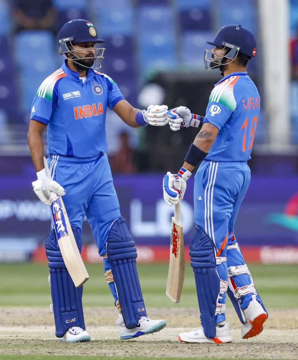 Dubai: India's Virat Kohli and Shreyas Iyer during the ICC Champions Trophy semifinal cricket match between India and Australia at Dubai International Stadium in Dubai on Tuesday, March 04, 2025. (Photo: IANS)