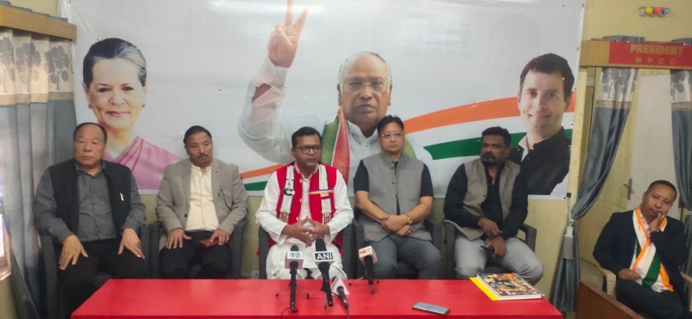 Newly appointed All India Congress Committee (AICC) Incharge of Nagaland and Member of Parliament from Odisha, Saptagiri Sankar Ulaka and leaders of NPCC at Congress Bhavan on March 5. (Morung Photo)