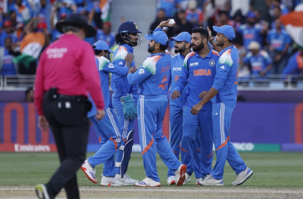 Dubai: Indian players celebrate the dismissal of New Zealand's Will Young during the ICC Champions Trophy match against India at Dubai International Stadium, in Dubai, on Sunday, March 02, 2025. (Photo: IANS)