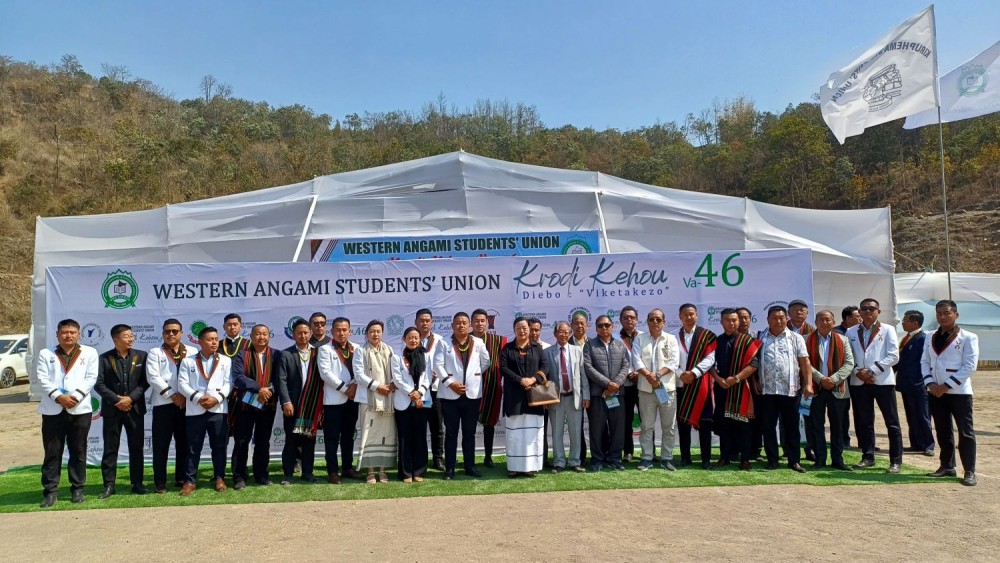 Officials and others during the 46th general convention of Western Angami Students’ Union held at Kiruphema Ground on March 8.