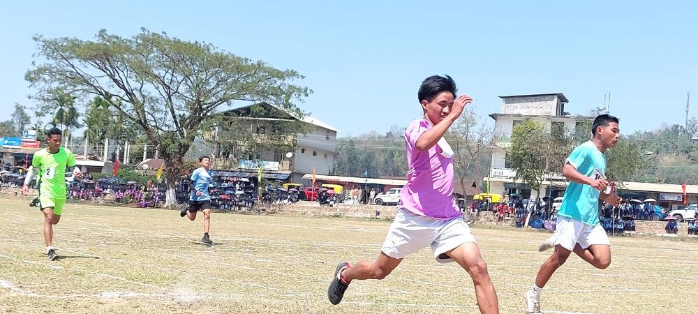 Students compete in running race on the inaugural day of the third Inter-District GHSS & GHS Tournament 2025 at the local ground in Medziphema on March 25.