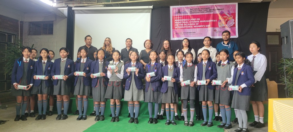 Dignitaries with students during awareness camp on ‘Menstrual Hygiene Management’ in Kohima on March 17. (Morung Photo)