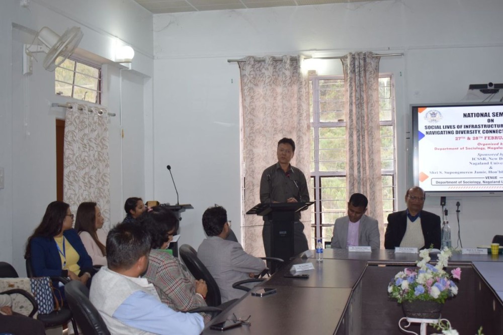Scholars and participants engage in discussions during the valedictory session of the National Seminar at Nagaland University, Lumami.