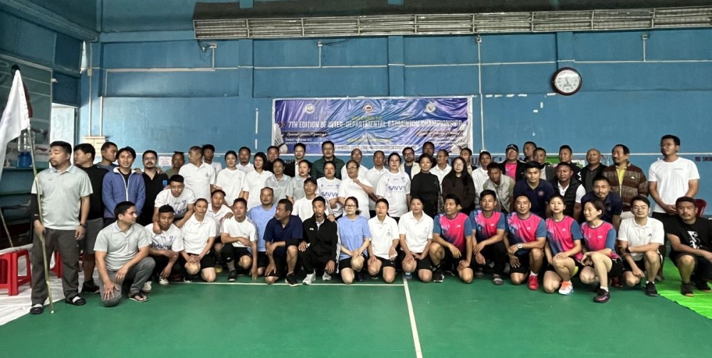 Participants during the inaugural of the 7th Inter-Departmental Badminton Championship at the Indoor Badminton Stadium Wokha on March 18.  (Morung Photo)