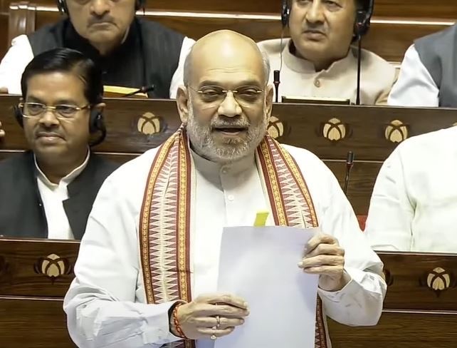 Union Home Minister Amit Shah speaks in the Rajya Sabha during the Budget Session of the Parliament, in New Delhi on Tuesday, March 25, 2025. (IANS)
