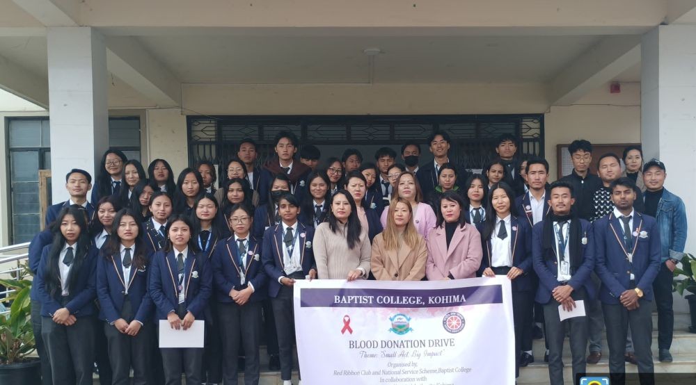 Dignitaries and others during blood donation drive at Baptist College Kohima on March 1.