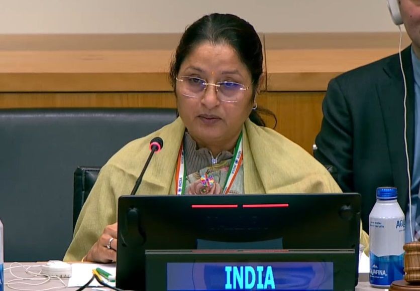 India’s Minister for Women’s and Children’s Development Annapurna Devi speaks at the Ministerial-level Roundtable Digital and Financial Inclusion for Women’s Empowerment at the United Nations on Wednesday, March 12, 2025. (Photo Source: UN)