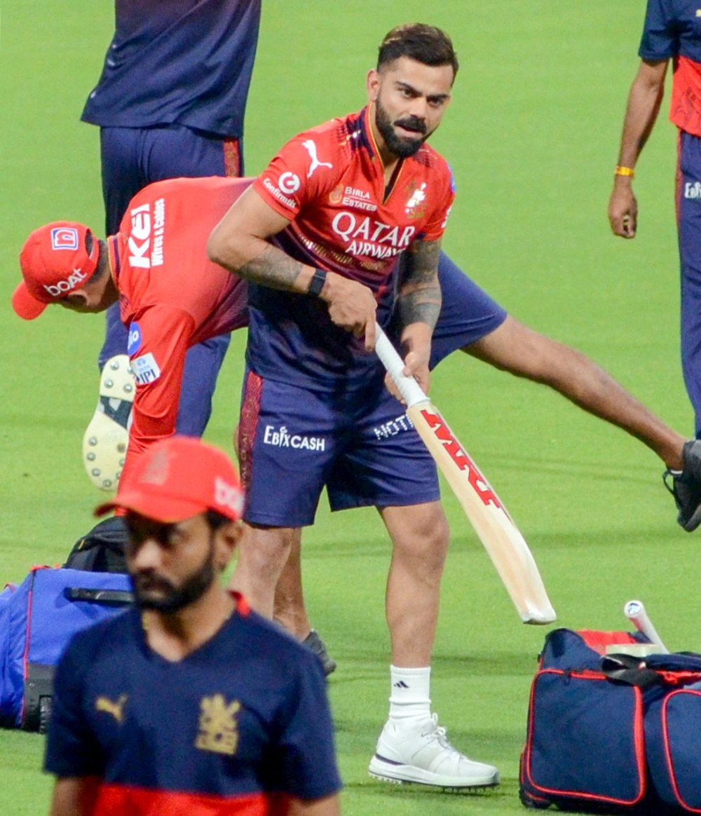 Kolkata: Royal Challengers Bengaluru's Virat Kohli during a practice session ahead of the IPL 2025 inaugural match against Kolkata Knight Riders at Eden Gardens in Kolkata on Thursday, March 20, 2025. (IANS/Kuntal Chakrabarty)