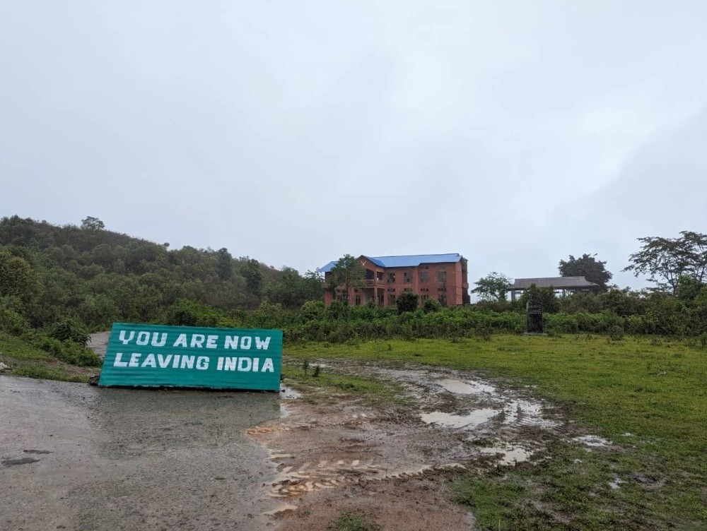 A signage with ‘You Are Now Leaving India’ message is seen in this picture taken from the Myanmar side of the international border at International Trade centre (ITC), DAN in Pangsha, under Noklak district of Nagaland. (Morung File Photo)