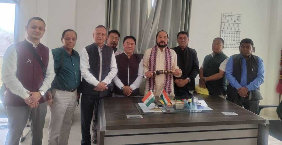 Nagaland Gorkha Association officials with Deputy Chief Minister Yanthungo Patton during their meeting in Kohima on March 28.