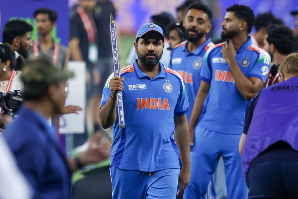 Dubai: India's captain Rohit Sharma celebrates his team's victory in the ICC Champions Trophy final cricket match against New Zealand at Dubai International Cricket Stadium in Dubai on Sunday, March 9, 2025. (Photo: IANS)