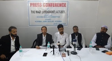 Kohima Masjid Committee leaders addressing press conference in Kohima on April 23. (Morung Photo)
