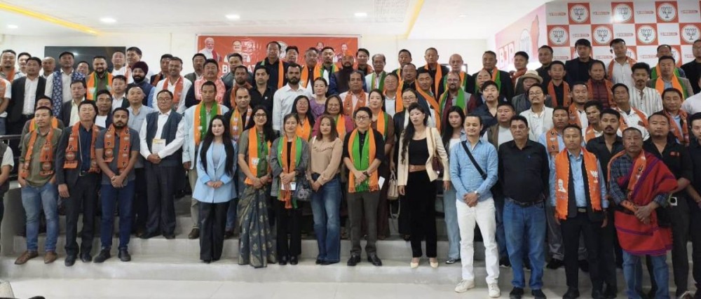 Y Patton and others during the foundation day of BJP in Kohima on April 7. (Morung Photo)