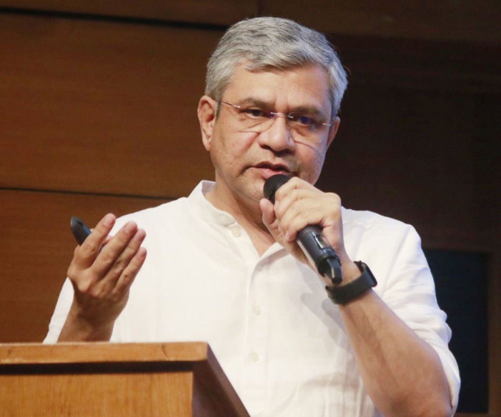 New Delhi: Union Minister Ashwini Vaishnaw addresses a press conference on Cabinet decisions at the National Media Centre in New Delhi, Wednesday, April 30, 2025. (Photo: IANS/Qamar Sibtain)