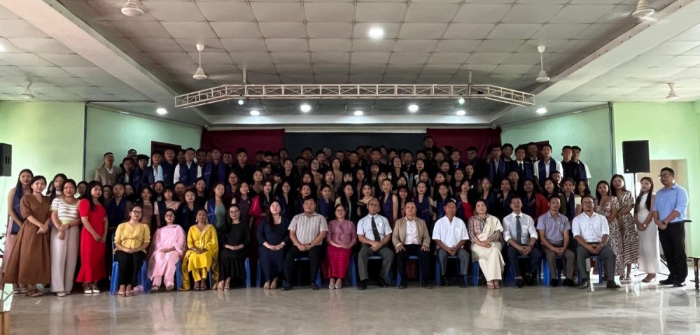 The outgoing Class of 2025 along with faculty members and special guests during the 11th Commencement Day celebration of C-Edge College at the G.K. Auditorium on April 25.