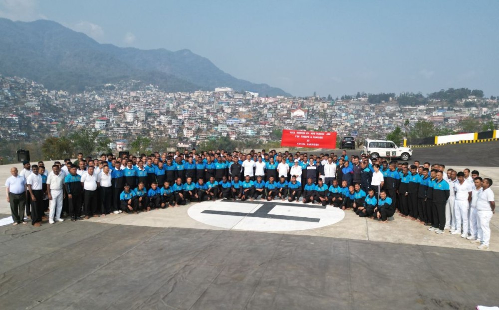 Participants of special yoga session in Kohima on April 8.