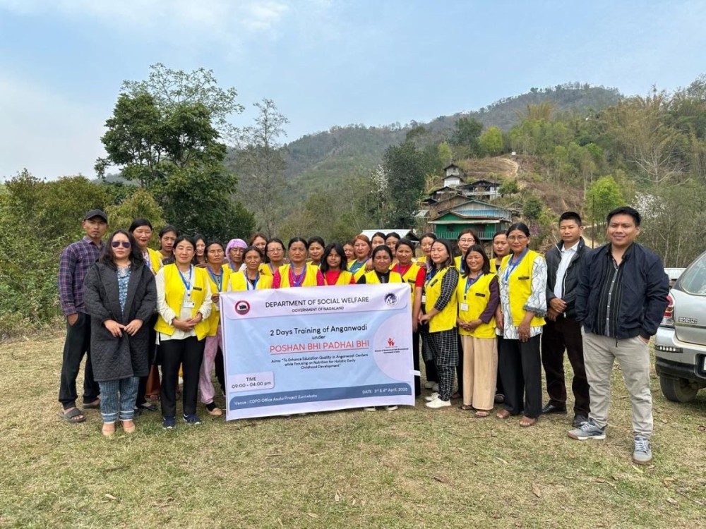 Participants and others during the training programme aimed at improving the quality of education and nutrition at Anganwadi centres in Zunheboto on April 3.